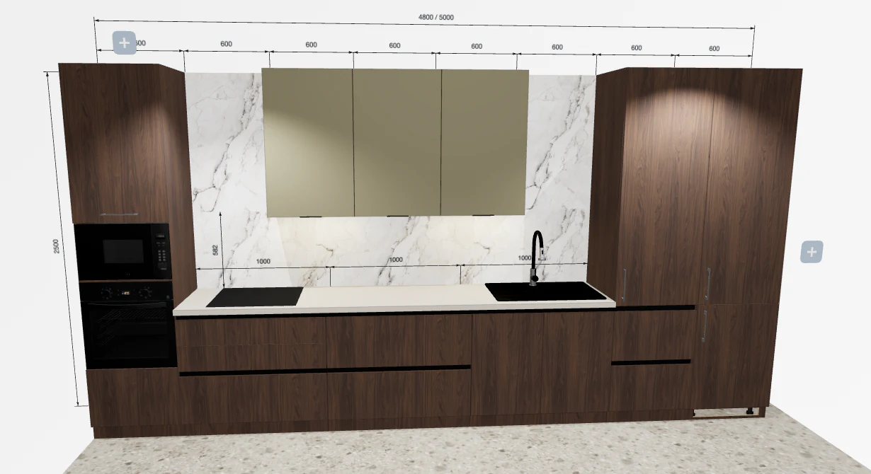 Choosing facade, countertop and hardware textures in the kitchen planner's materials mode